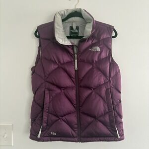The North Face 550 Women's Purple/Gray Puffer Vest Size Medium, Sport Outdoors
